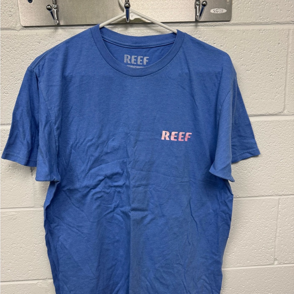 Reef Classic Blue Tee with Pink Logo